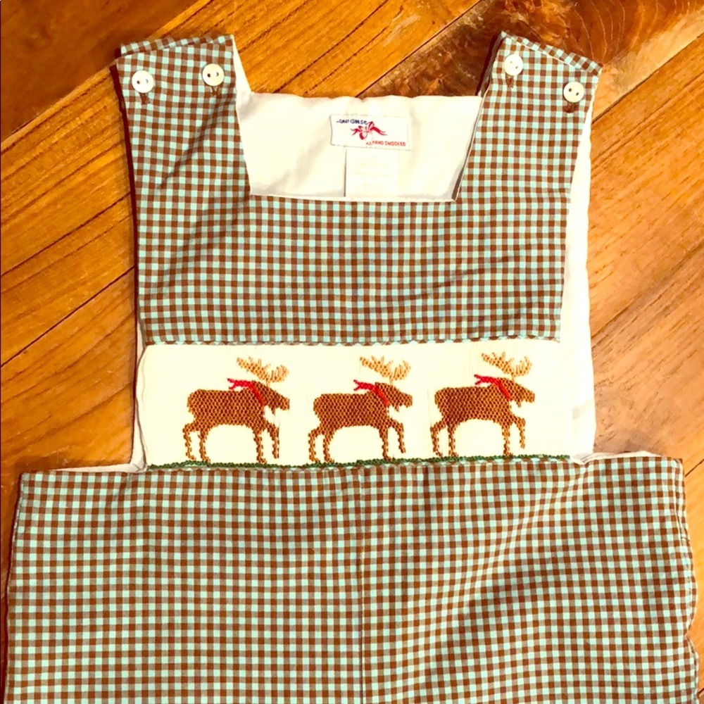 Boys 4T Hand Smocked Shortalls